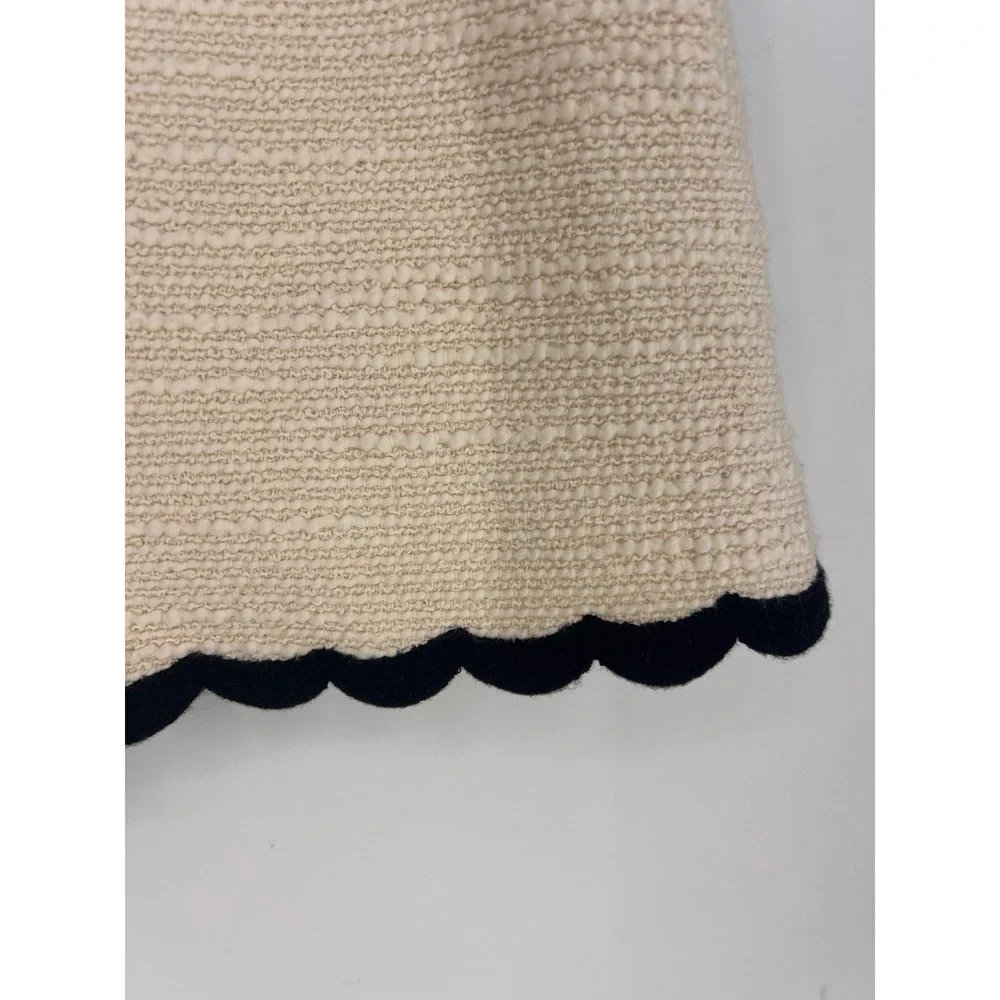 Kate Spade Women's 12 Scallop Tweed Mini Skirt Sand Dune Beige Black Career